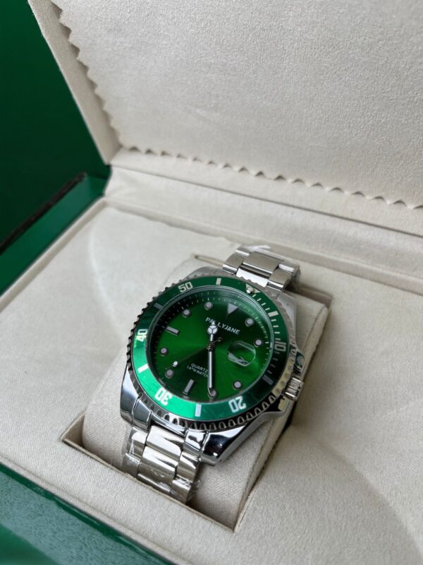 Relógio Prata Com Verde Modelo Rlex Pallyjane - Imagem 7