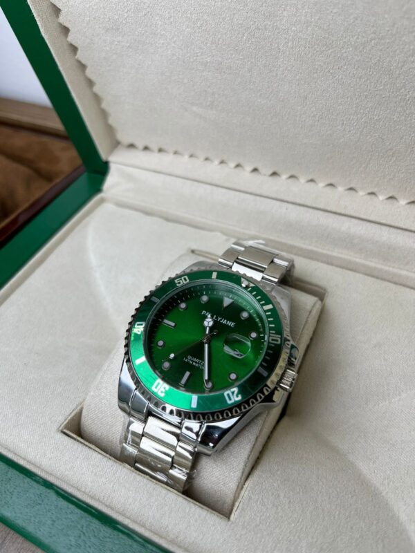 Relógio Prata Com Verde Modelo Rlex Pallyjane - Imagem 5