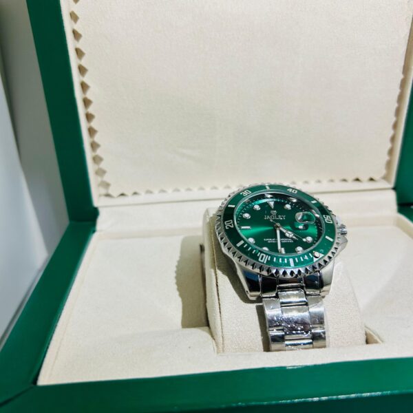 Relógio Masculino Original Prata Com Verde Modelo Rlex Jagley - Imagem 4