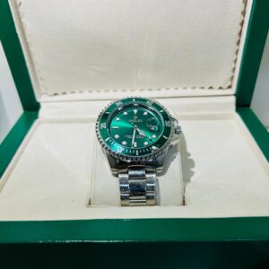 Relógio Masculino Original Prata Com Verde Modelo Rlex Jagley