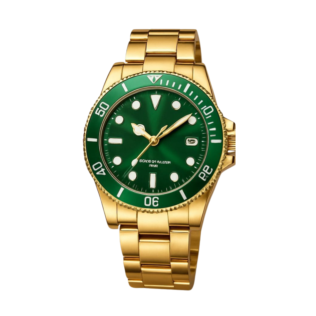 Relógio Dourado Com Verde Original Modelo Rlex Bollfendo