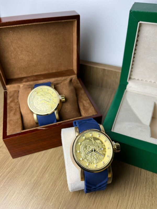 Relogio Dragão Premium Azul C/ Dourado - Imagem 3