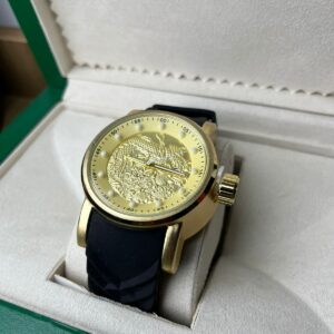 Relógio Preto Black Pulseira Emborrachada Dragão Preto Amarelo