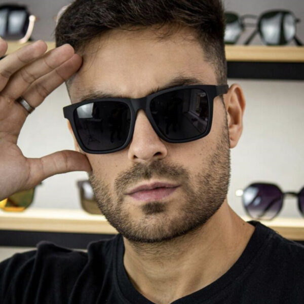 Óculos Sol Masculino Preto Quadrado Estilo Justin - Imagem 6