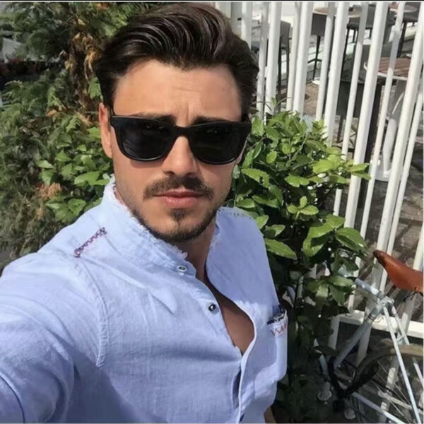 Óculos Sol Masculino Preto Quadrado Estilo Justin - Imagem 7
