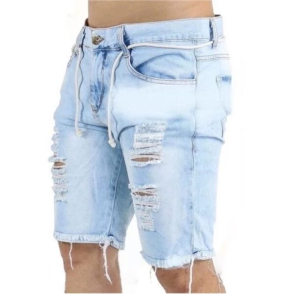 Bermuda Jeans Rasgada Clara Estilo Premium Moda Verão - Imagem 2