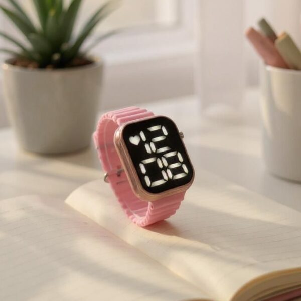 Relógio Digital Premium Rosa Prova D'Água
