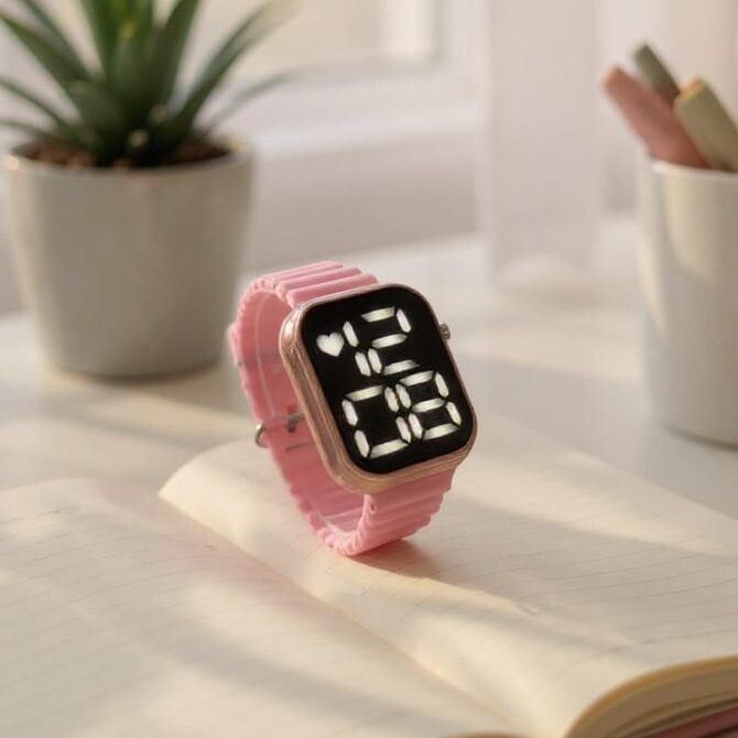 Relógio Digital Premium Rosa Prova D'Água
