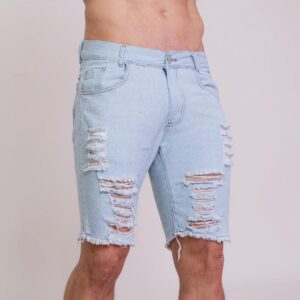 Bermuda Jeans Rasgada Clara Estilo Premium Moda Verão