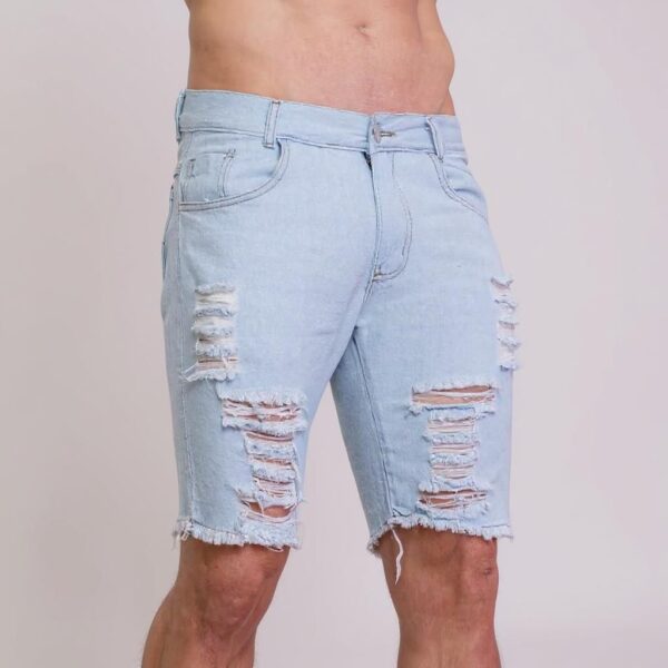 Bermuda Jeans Rasgada Clara Estilo Premium Moda Verão